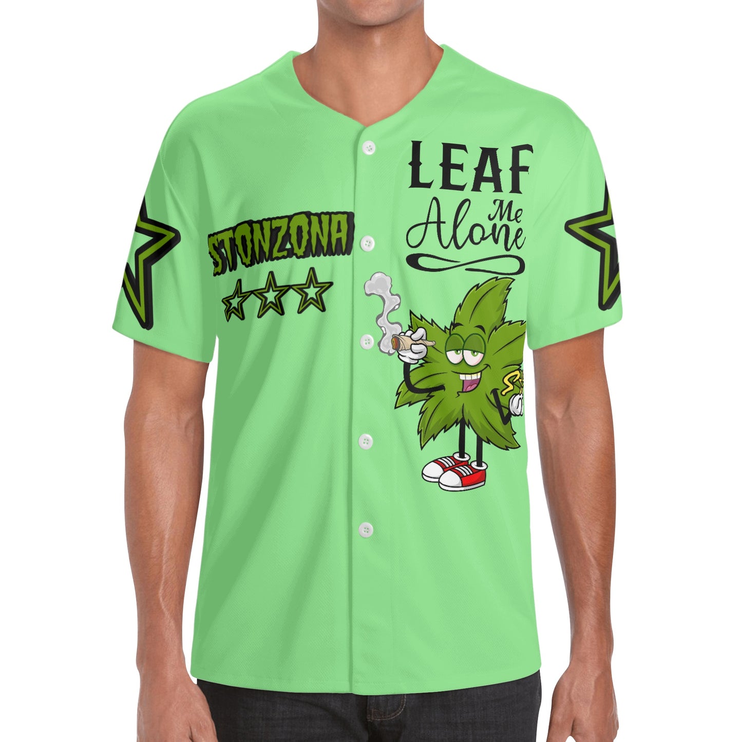 Leaf Me Alone 2.0 4/20 StonZona Edition Mens Mint Green Short Sleeve Baseball Jersey