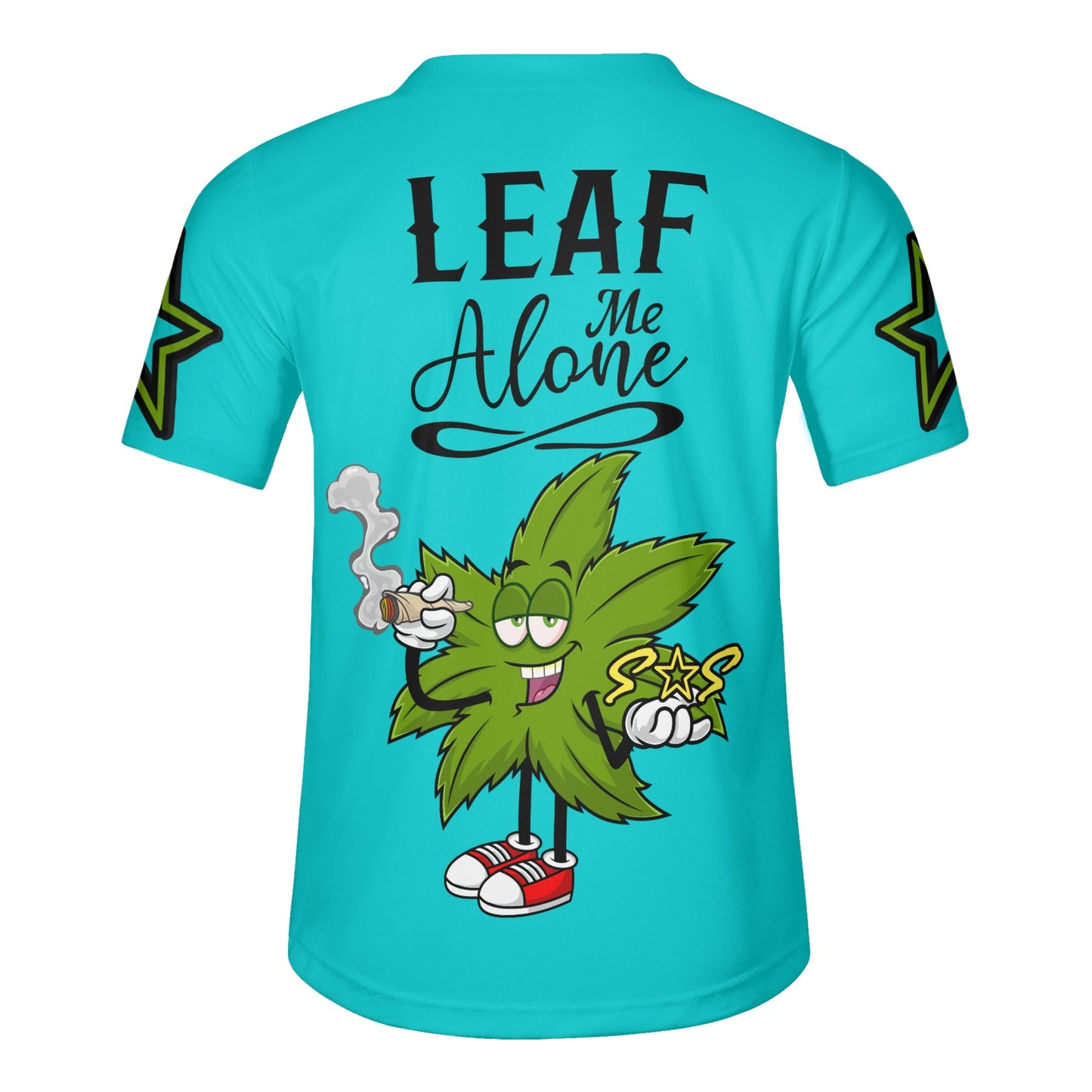 Leaf Me Alone 2.0 4/20 StonZona Edition Mens Turquoise Short Sleeve Baseball Jersey