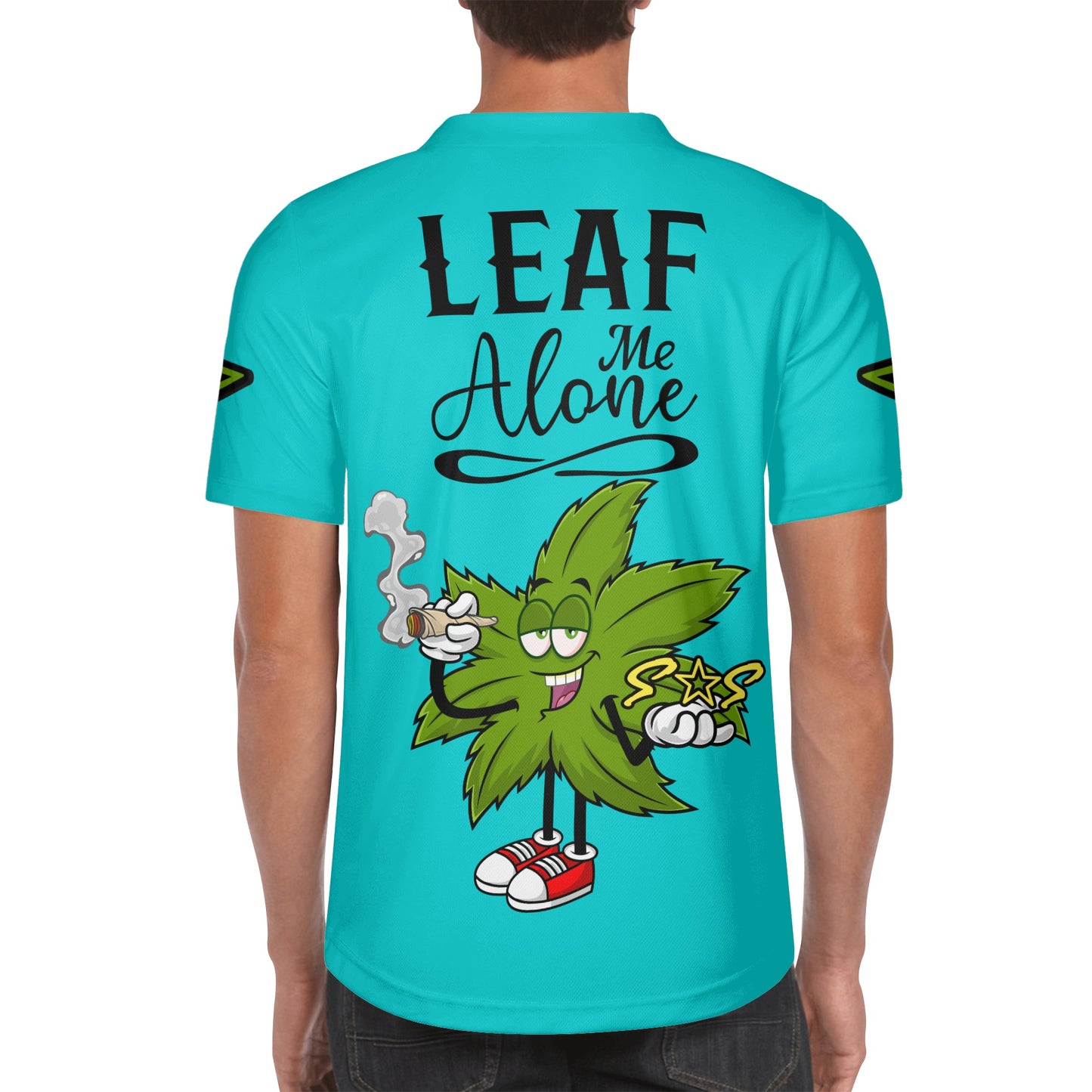 Leaf Me Alone 2.0 4/20 StonZona Edition Mens Turquoise Short Sleeve Baseball Jersey