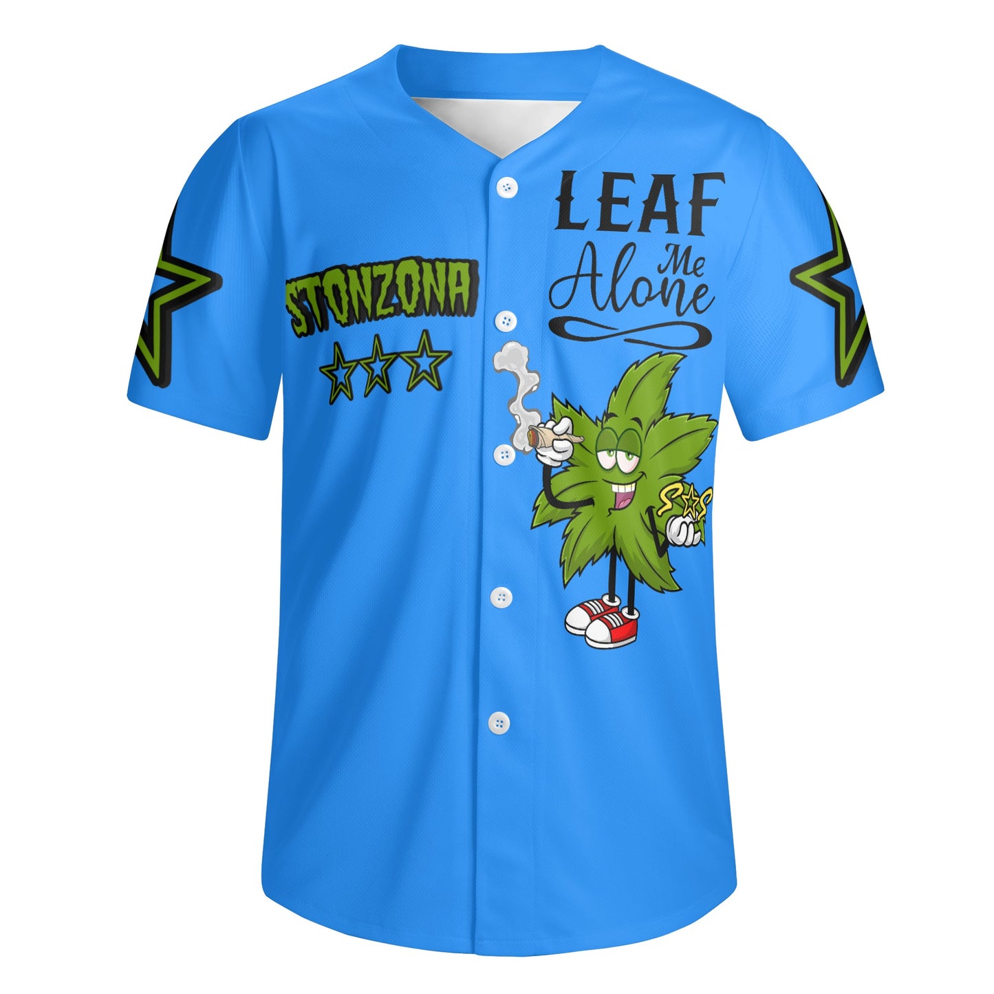 Leaf Me Alone 2.0 4/20 StonZona Edition Mens Blue Short Sleeve Baseball Jersey