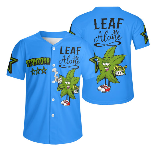 Leaf Me Alone 2.0 4/20 StonZona Edition Mens Blue Short Sleeve Baseball Jersey