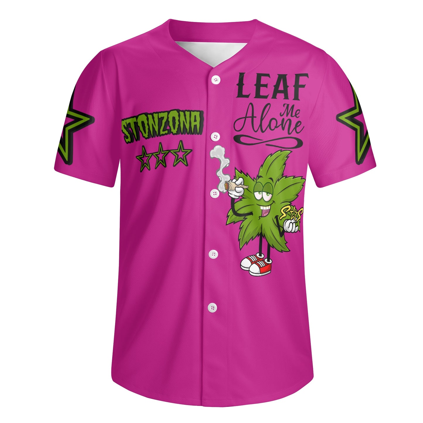 Leaf Me Alone 2.0 4/20 StonZona Edition Mens Purple Short Sleeve Baseball Jersey