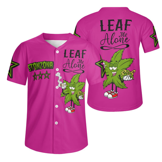 Leaf Me Alone 2.0 4/20 StonZona Edition Mens Purple Short Sleeve Baseball Jersey