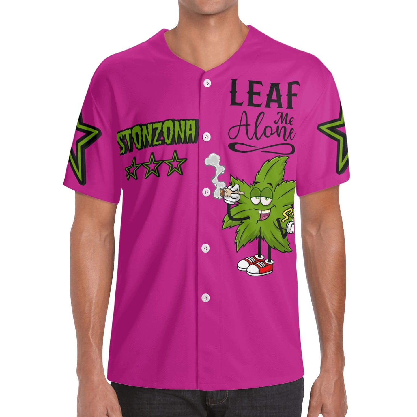 Leaf Me Alone 2.0 4/20 StonZona Edition Mens Purple Short Sleeve Baseball Jersey