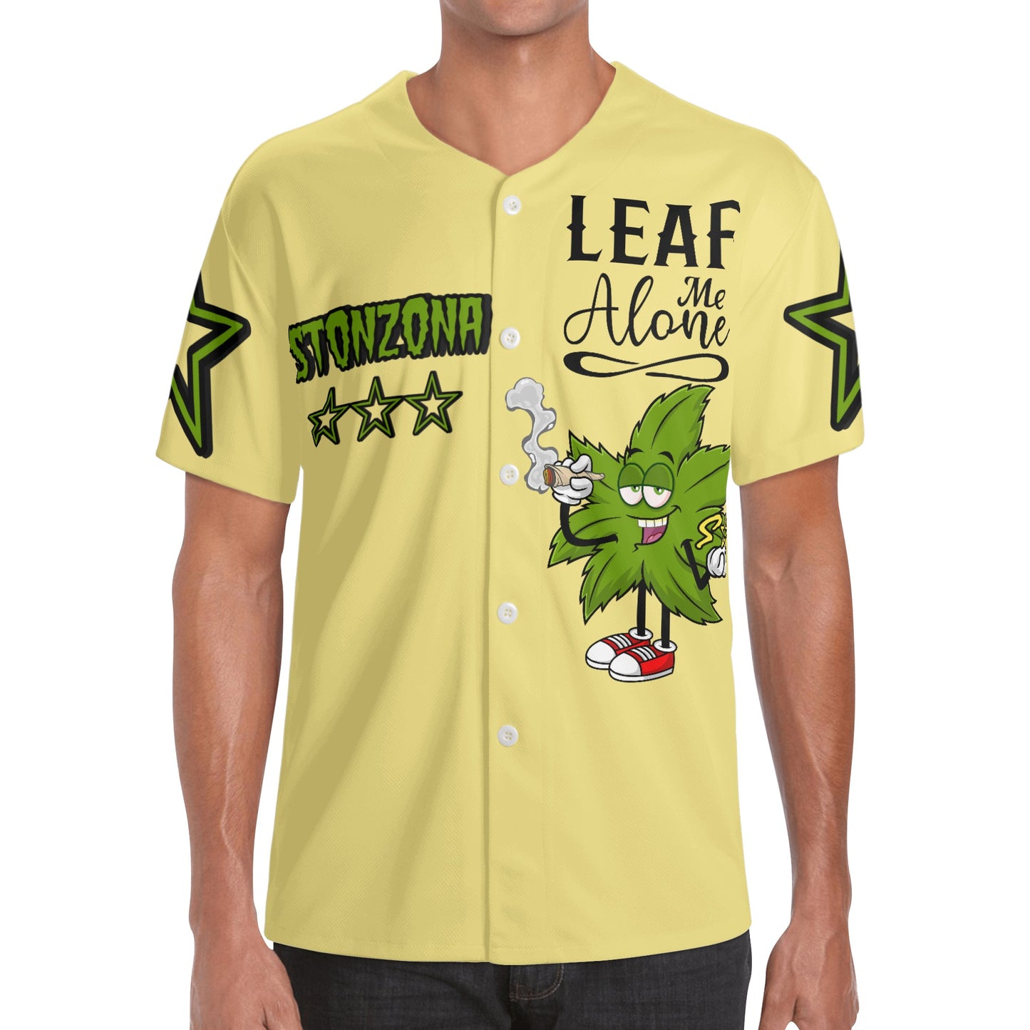 Leaf Me Alone 2.0 4/20 StonZona Edition Mens Tan Short Sleeve Baseball Jersey