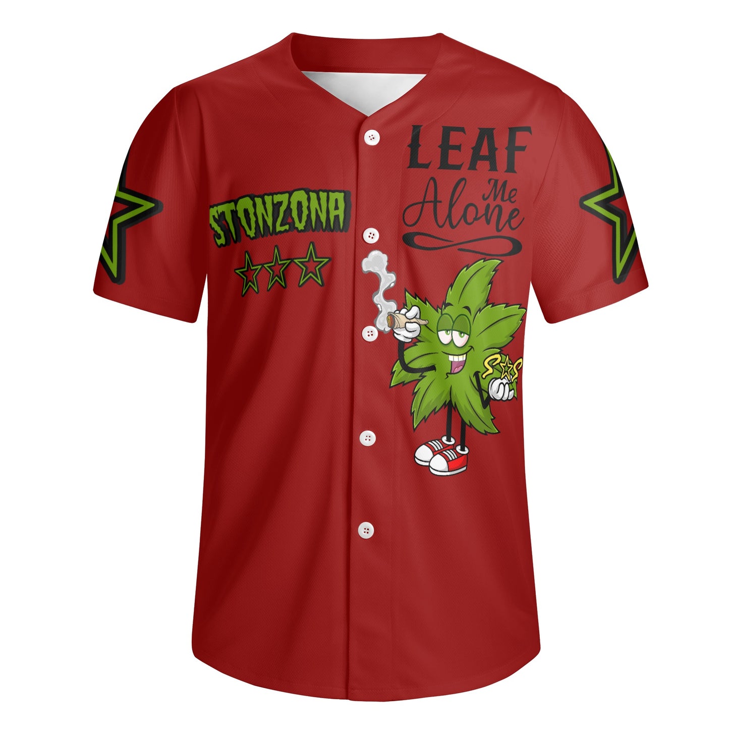 Leaf Me Alone 2.0 4/20 StonZona Edition Mens Maroon Short Sleeve Baseball Jersey