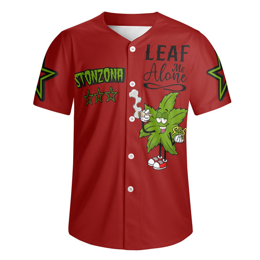 Leaf Me Alone 2.0 4/20 StonZona Edition Mens Maroon Short Sleeve Baseball Jersey