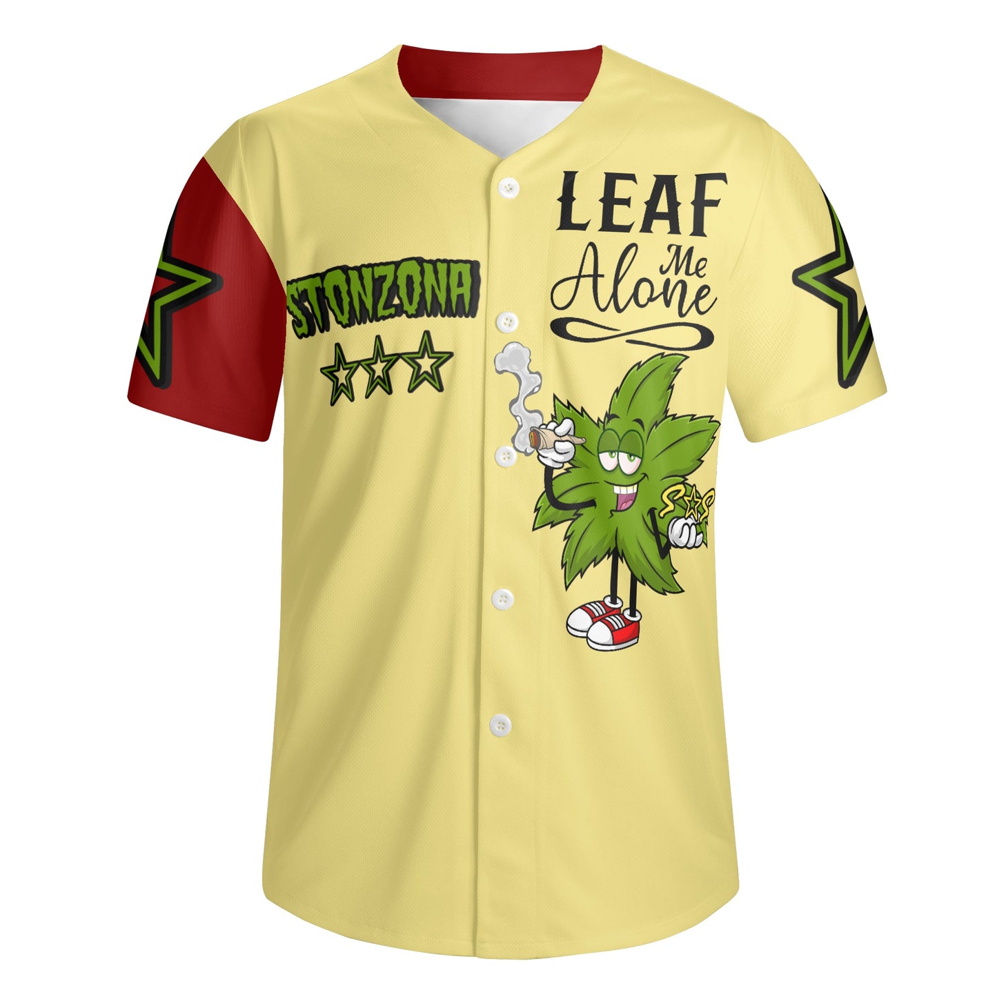 Leaf Me Alone 2.0 4/20 StonZona Edition Mens Tan/Maroon Short Sleeve Baseball Jersey