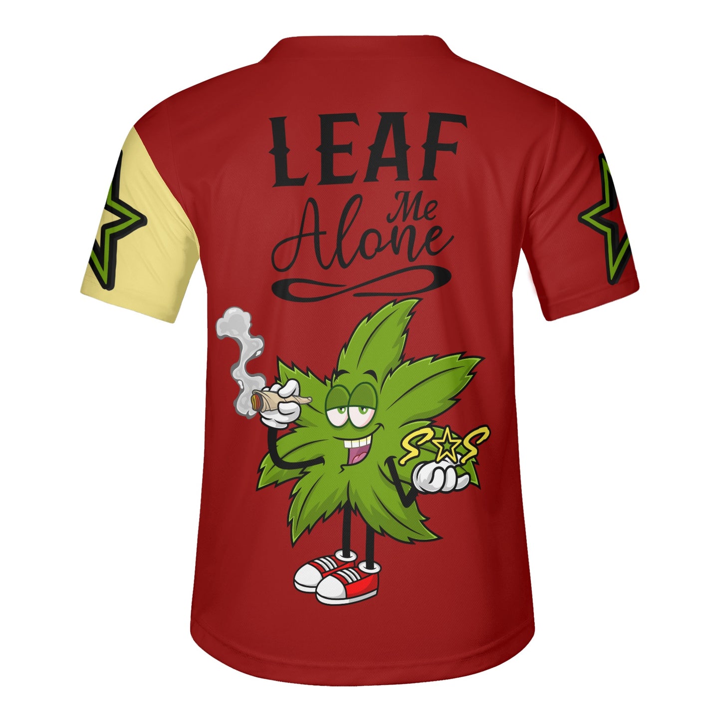 Leaf Me Alone 2.0 4/20 StonZona Edition Mens Tan/Maroon Short Sleeve Baseball Jersey