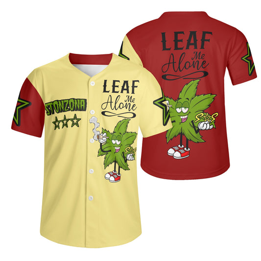 Leaf Me Alone 2.0 4/20 StonZona Edition Mens Tan/Maroon Short Sleeve Baseball Jersey