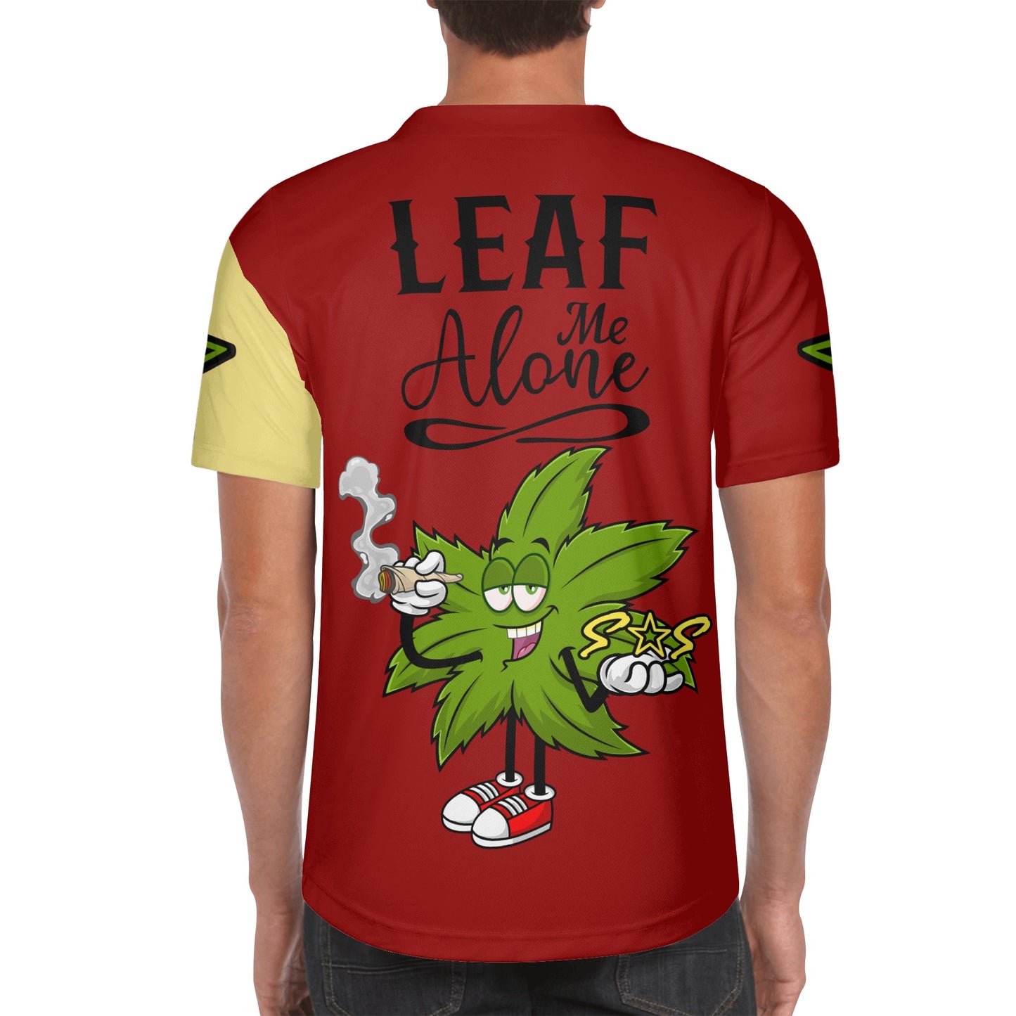 Leaf Me Alone 2.0 4/20 StonZona Edition Mens Tan/Maroon Short Sleeve Baseball Jersey