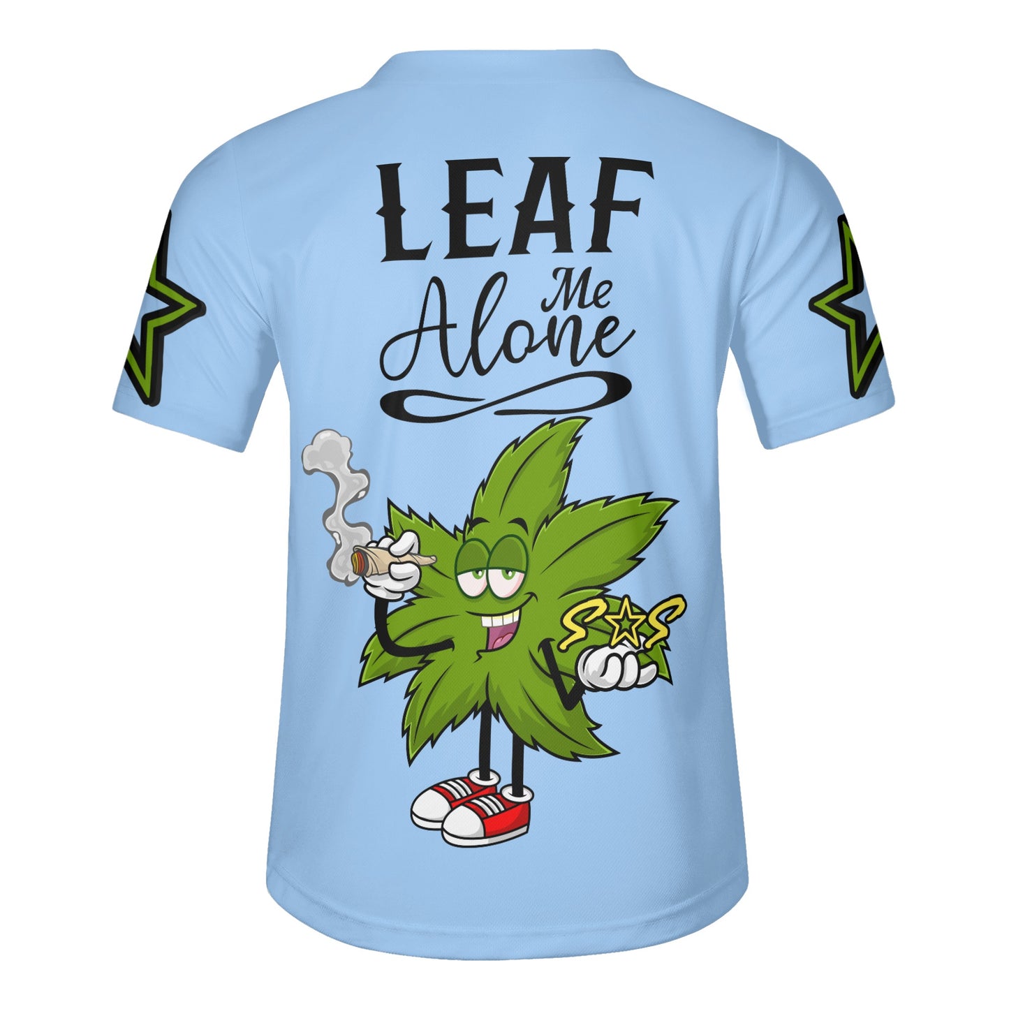 Leaf Me Alone 2.0 4/20 StonZona Edition Mens Sky Blue Short Sleeve Baseball Jersey