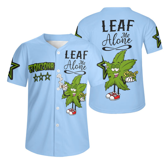 Leaf Me Alone 2.0 4/20 StonZona Edition Mens Sky Blue Short Sleeve Baseball Jersey