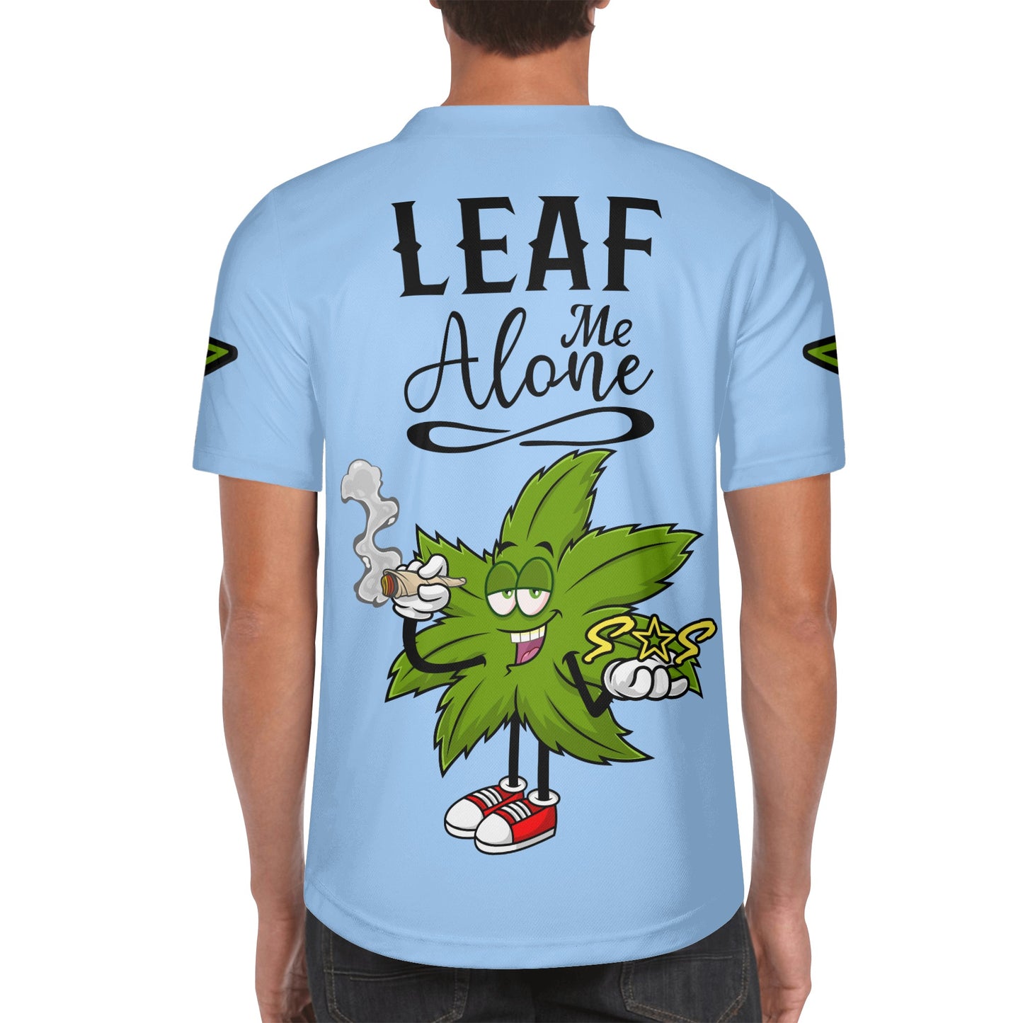 Leaf Me Alone 2.0 4/20 StonZona Edition Mens Sky Blue Short Sleeve Baseball Jersey