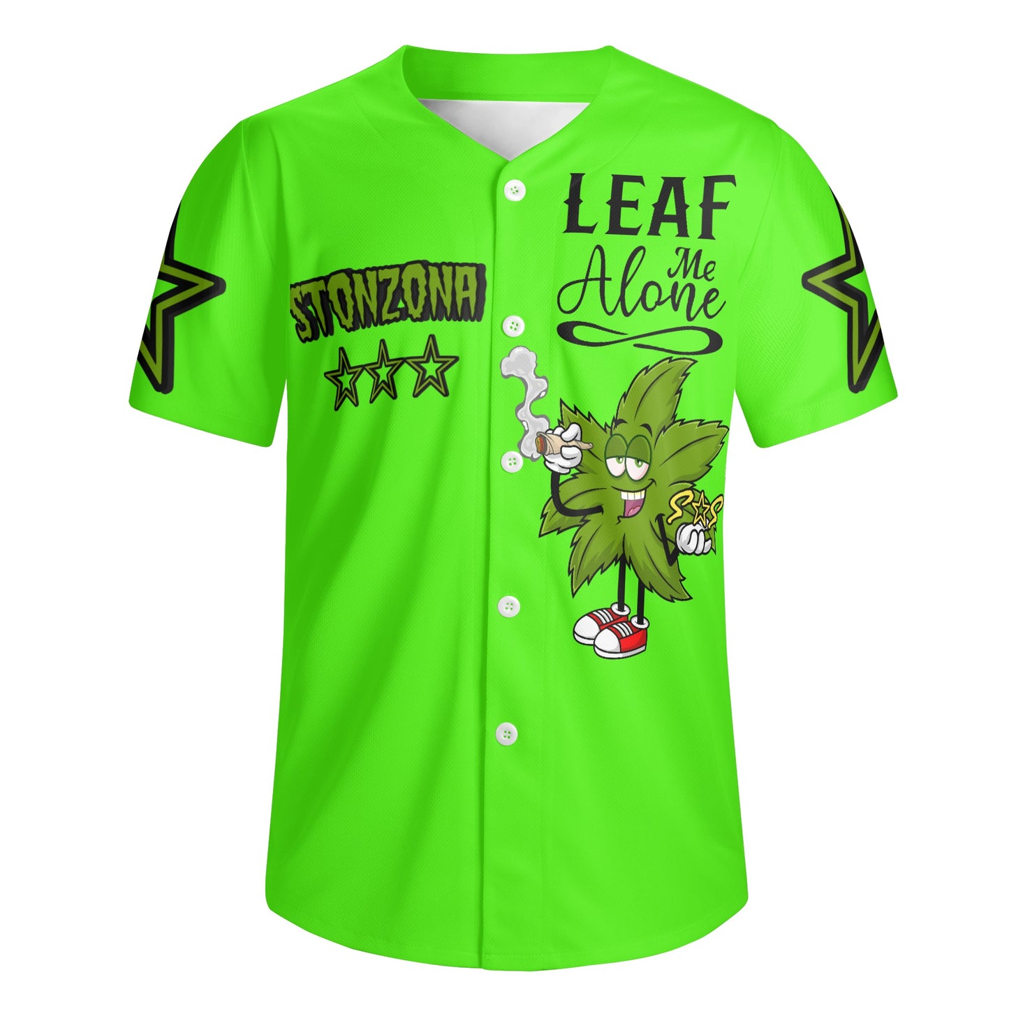 Leaf Me Alone 2.0 4/20 StonZona Edition Mens Goo Green Short Sleeve Baseball Jersey