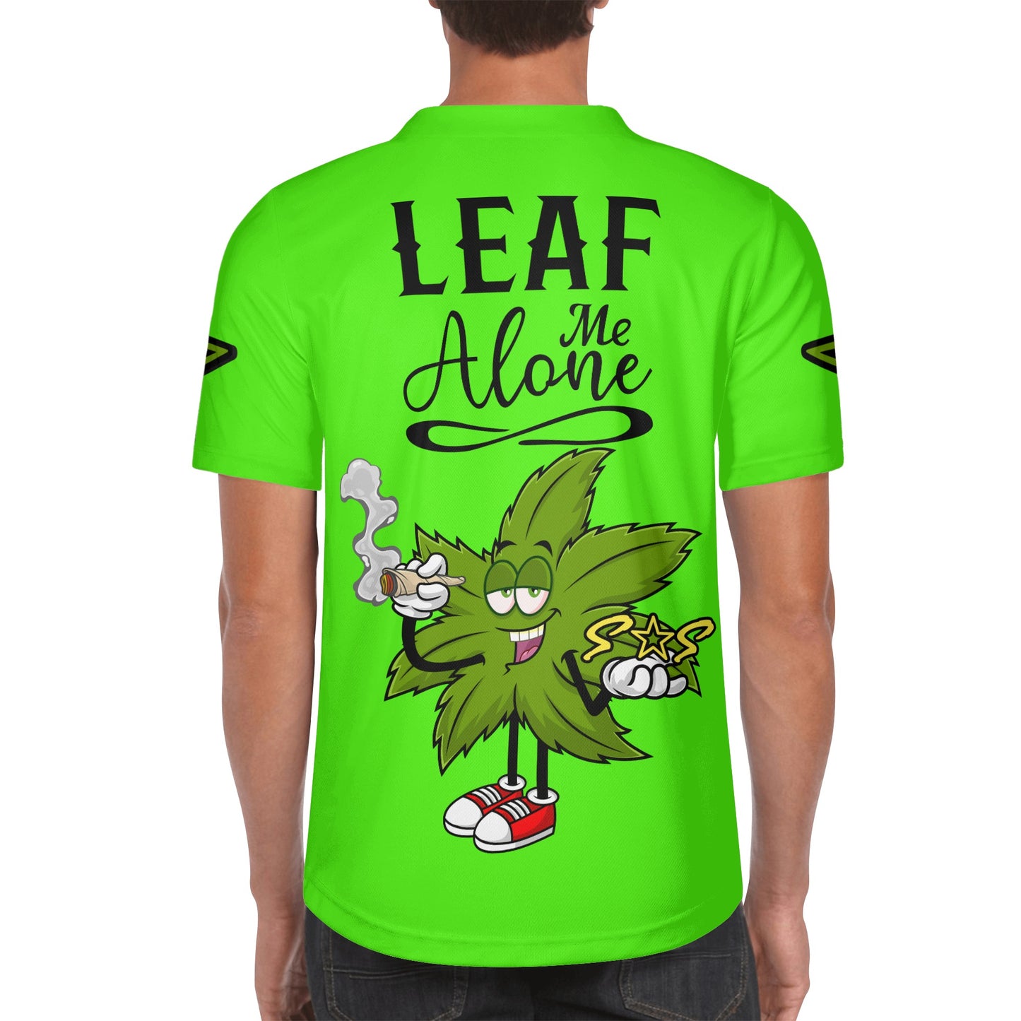 Leaf Me Alone 2.0 4/20 StonZona Edition Mens Goo Green Short Sleeve Baseball Jersey