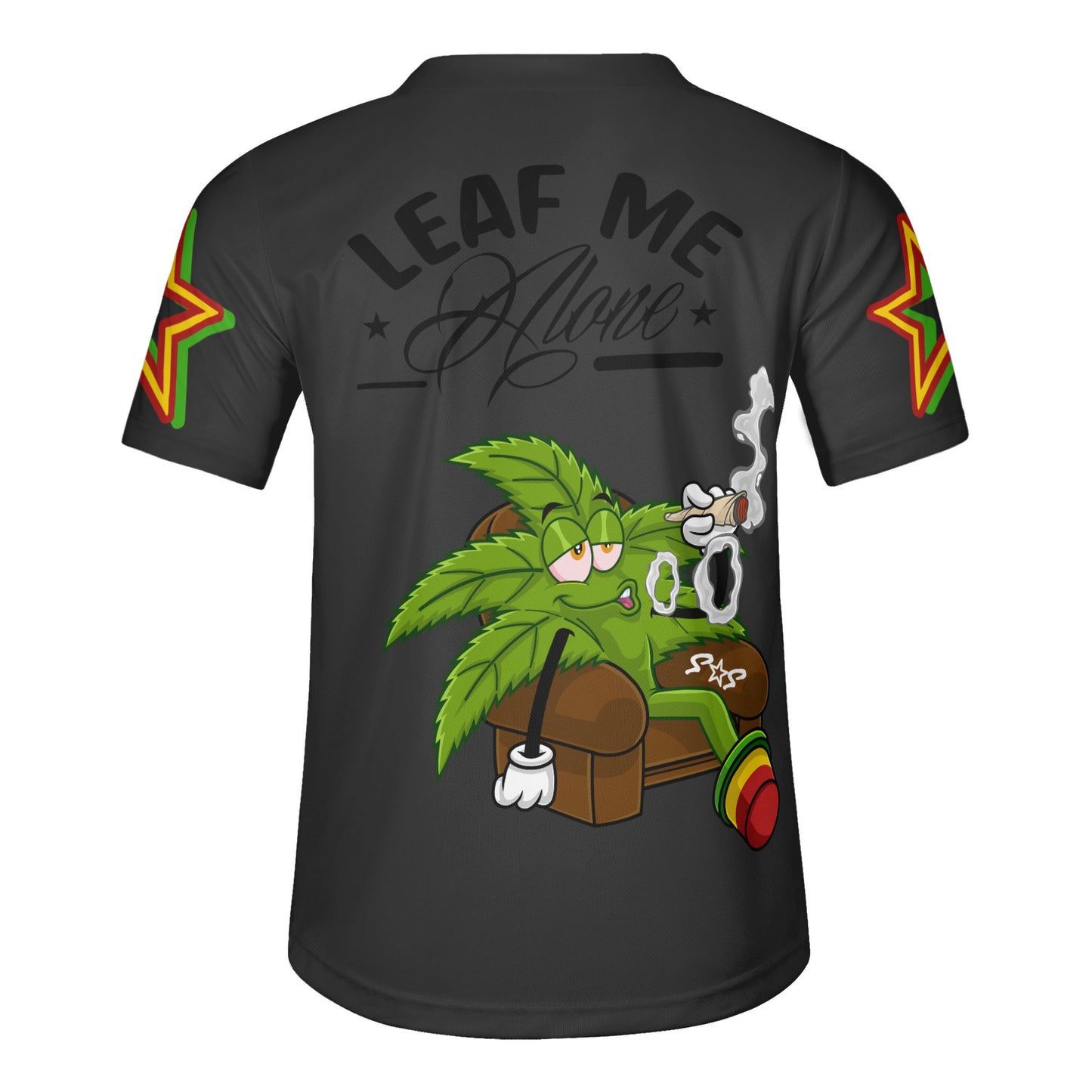 Leaf Me Alone 1.0 4/20 Stoner Valley Edition Mens Smoke Black Short Sleeve Baseball Jersey