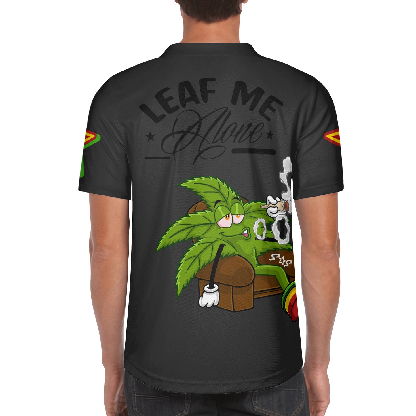 Leaf Me Alone 1.0 4/20 Stoner Valley Edition Mens Smoke Black Short Sleeve Baseball Jersey