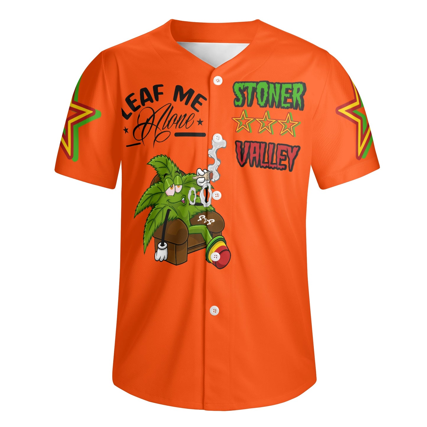 Leaf Me Alone 1.0 4/20 Stoner Valley Edition Mens Dark Orange Short Sleeve Baseball Jersey