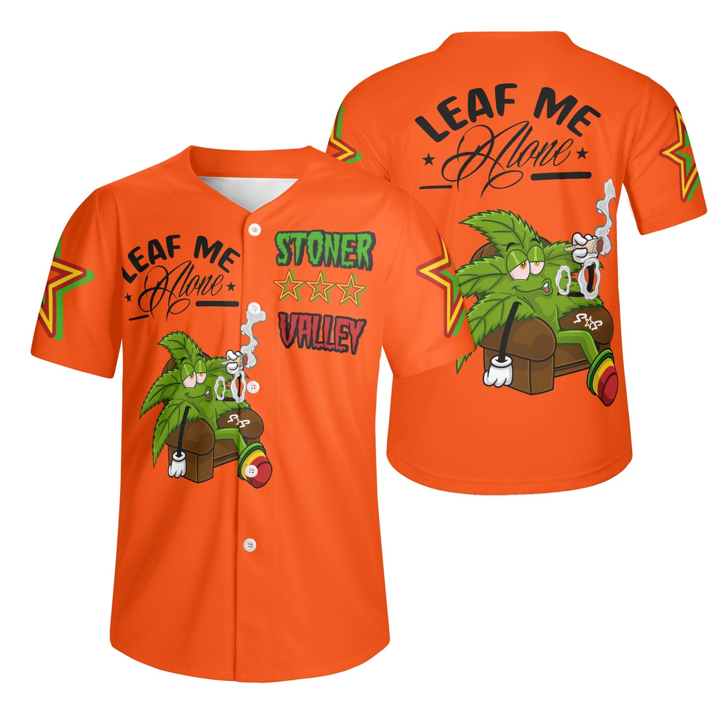 Leaf Me Alone 1.0 4/20 Stoner Valley Edition Mens Dark Orange Short Sleeve Baseball Jersey