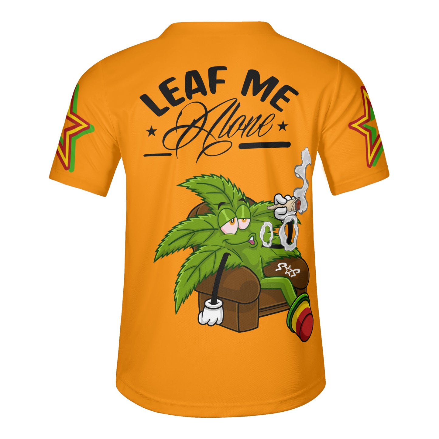 Leaf Me Alone 1.0 4/20 Stoner Valley Edition Mens Orange Short Sleeve Baseball Jersey