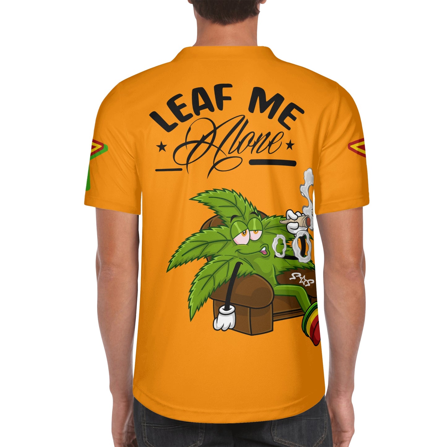 Leaf Me Alone 1.0 4/20 Stoner Valley Edition Mens Orange Short Sleeve Baseball Jersey