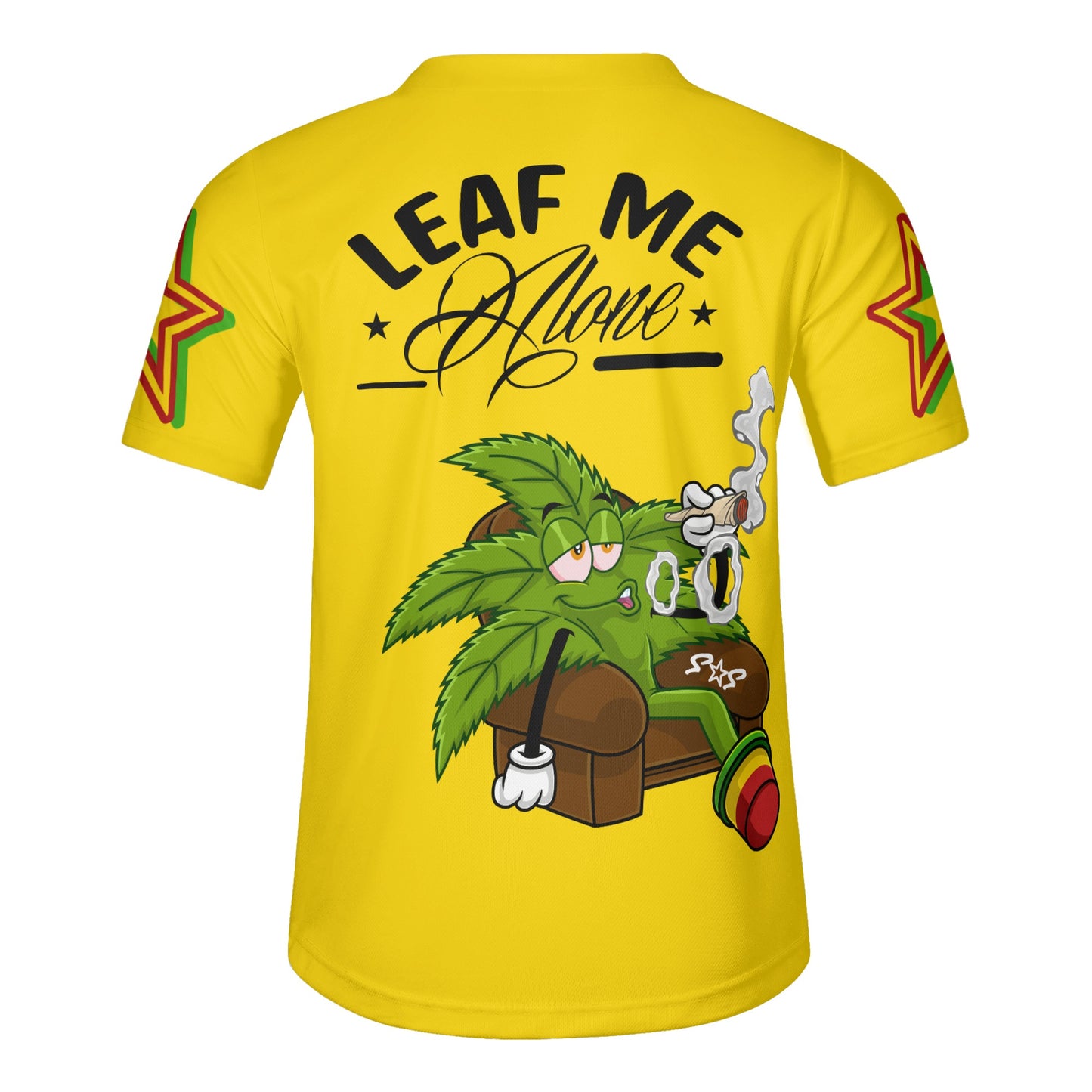 Leaf Me Alone 1.0 4/20 Stoner Valley Edition Mens Gold Short Sleeve Baseball Jersey