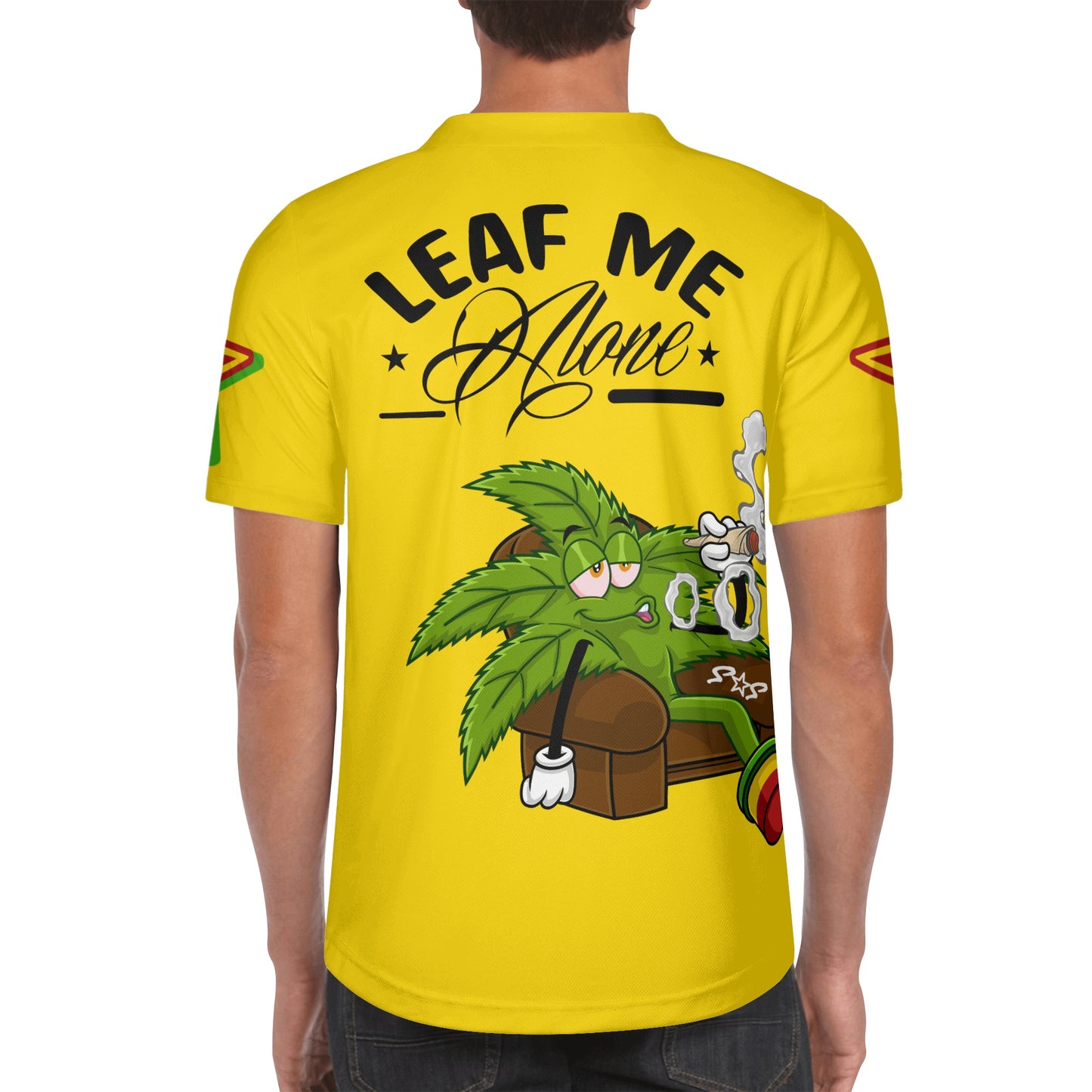 Leaf Me Alone 1.0 4/20 Stoner Valley Edition Mens Gold Short Sleeve Baseball Jersey