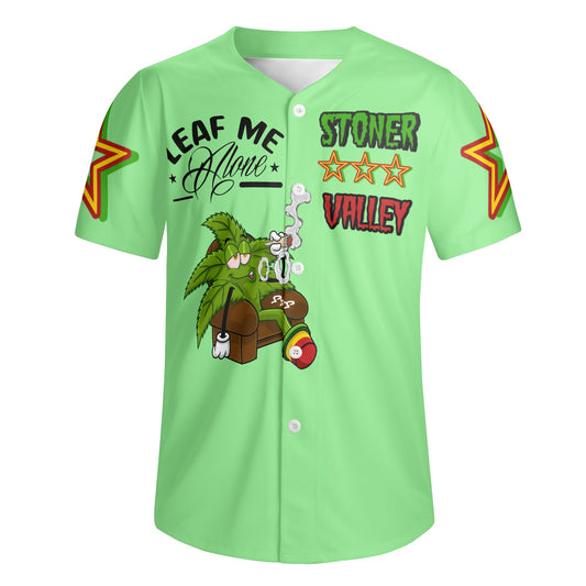 Leaf Me Alone 1.0 4/20 Stoner Valley Edition Mens Mint Green Short Sleeve Baseball Jersey