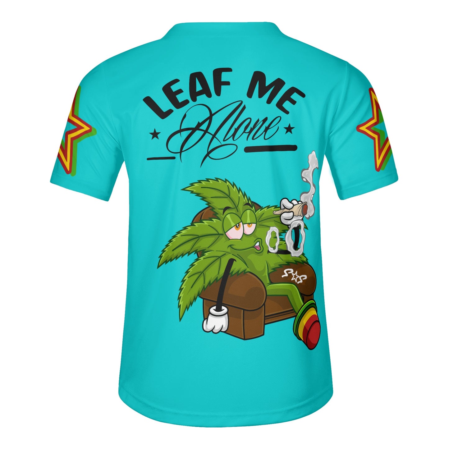 Leaf Me Alone 1.0 4/20 Stoner Valley Edition Mens Turquoise Short Sleeve Baseball Jersey