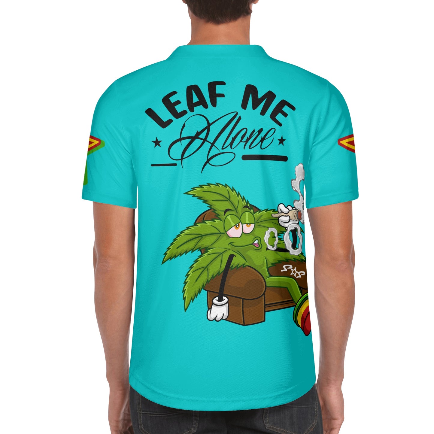 Leaf Me Alone 1.0 4/20 Stoner Valley Edition Mens Turquoise Short Sleeve Baseball Jersey