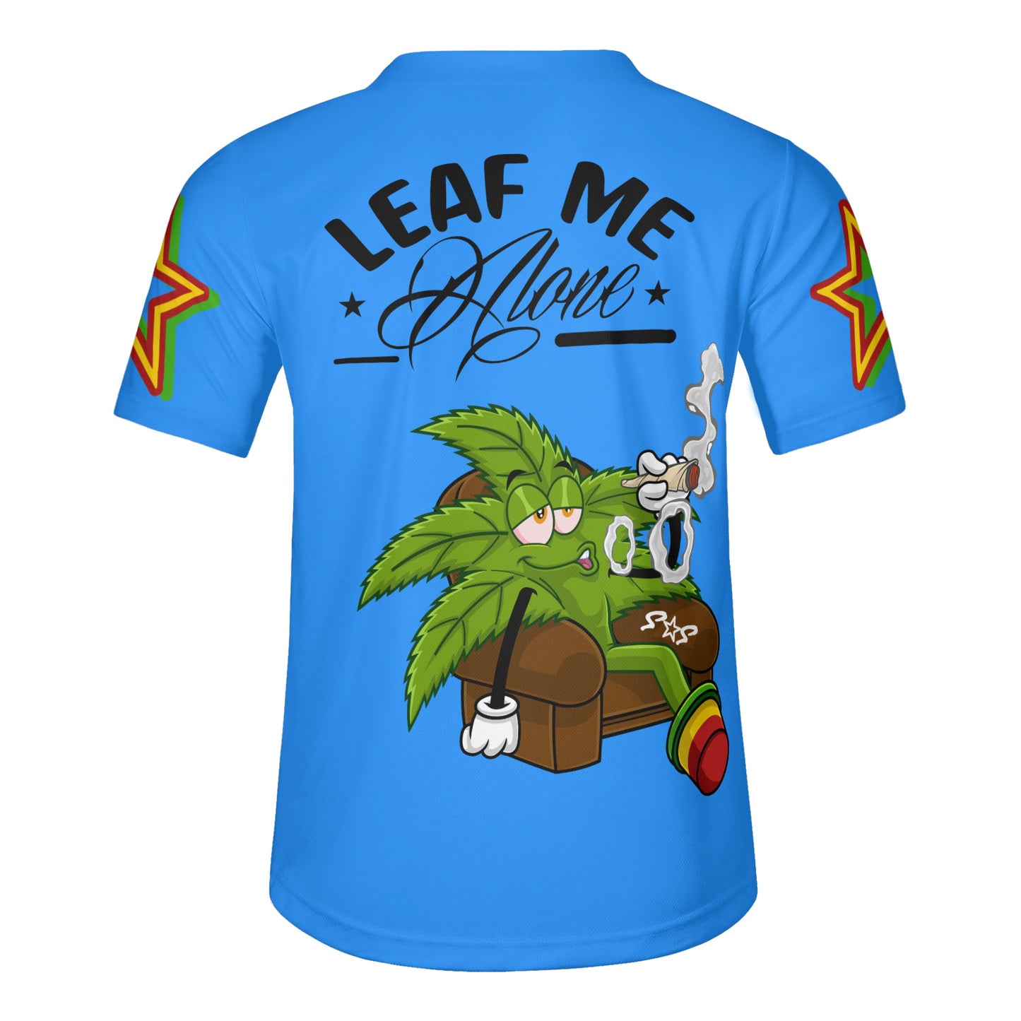 Leaf Me Alone 1.0 4/20 Stoner Valley Edition Mens Blue Short Sleeve Baseball Jersey