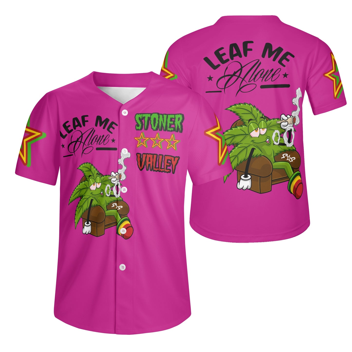 Leaf Me Alone 1.0 4/20 Stoner Valley Edition Mens Purple Short Sleeve Baseball Jersey