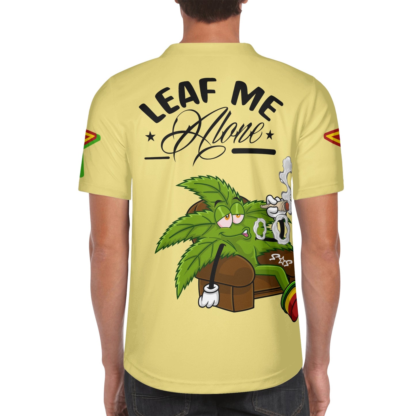 Leaf Me Alone 1.0 4/20 Stoner Valley Edition Mens Tan Short Sleeve Baseball Jersey