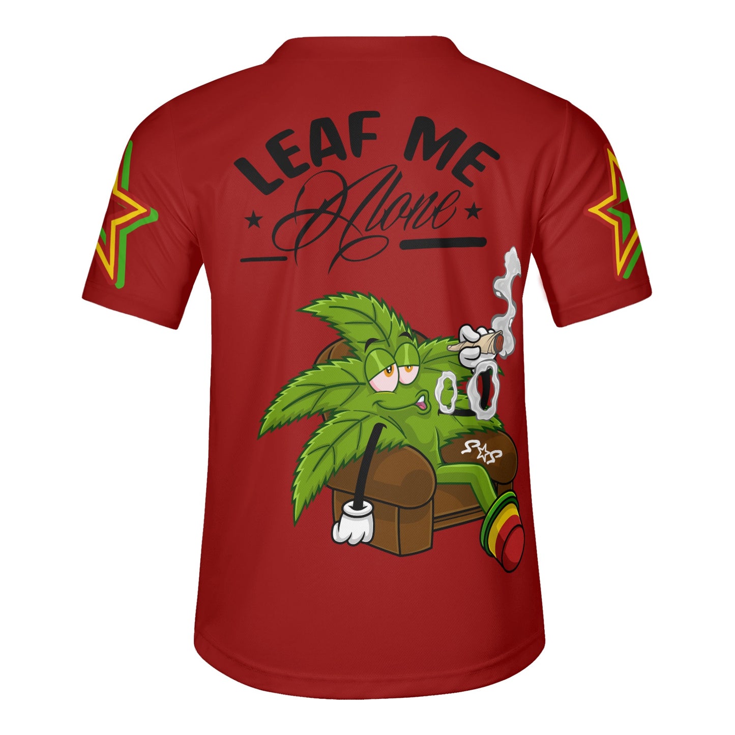 Leaf Me Alone 1.0 4/20 Stoner Valley Edition Mens Maroon Short Sleeve Baseball Jersey