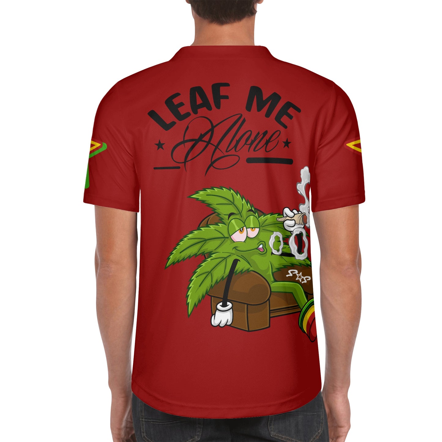 Leaf Me Alone 1.0 4/20 Stoner Valley Edition Mens Maroon Short Sleeve Baseball Jersey