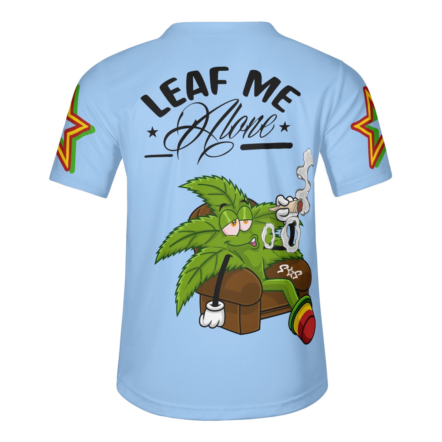 Leaf Me Alone 1.0 4/20 Stoner Valley Edition Mens Sky Blue Short Sleeve Baseball Jersey