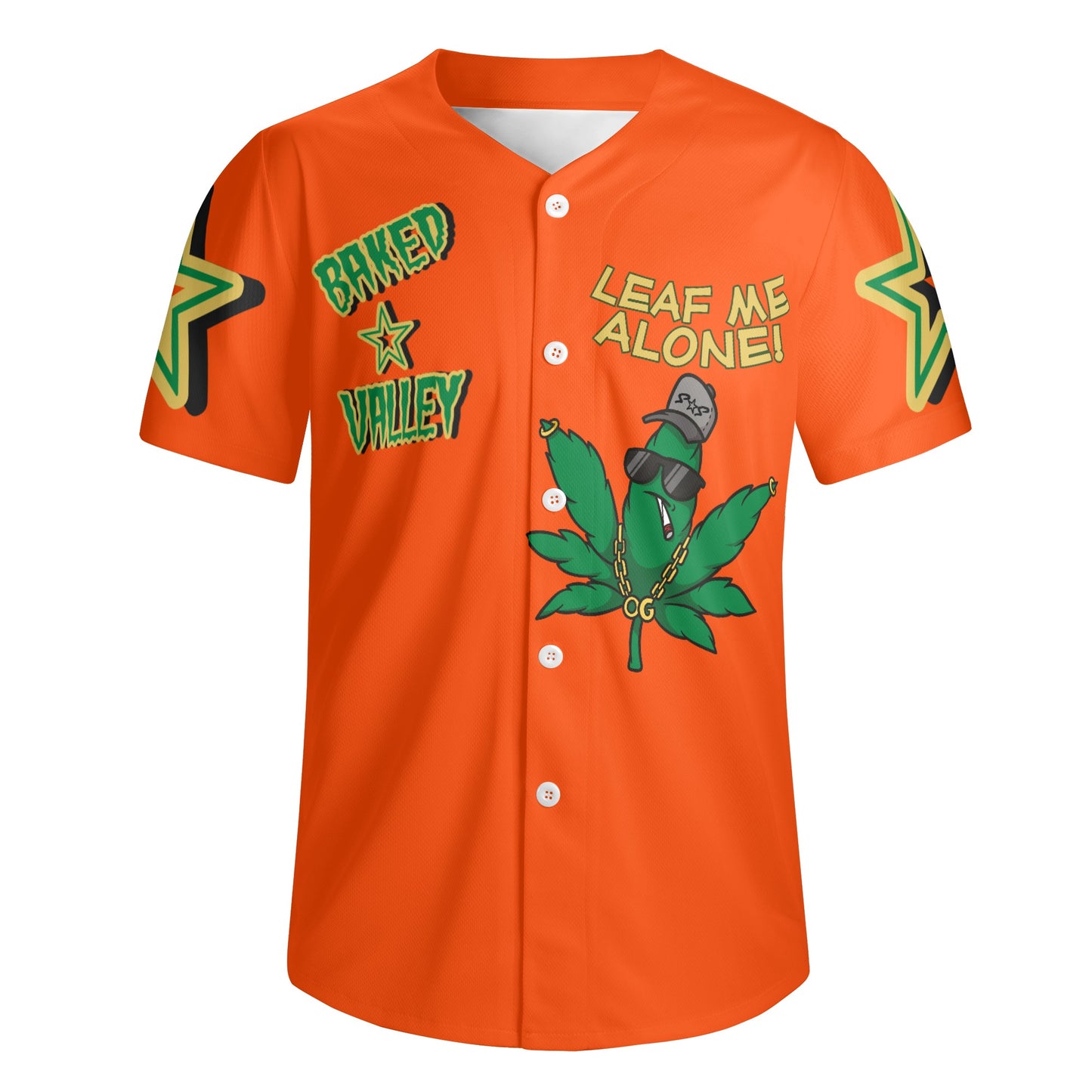 Leaf Me Alone 3.0 4/20 Baked Valley Edition Mens Dark Orange Short Sleeve Baseball Jersey