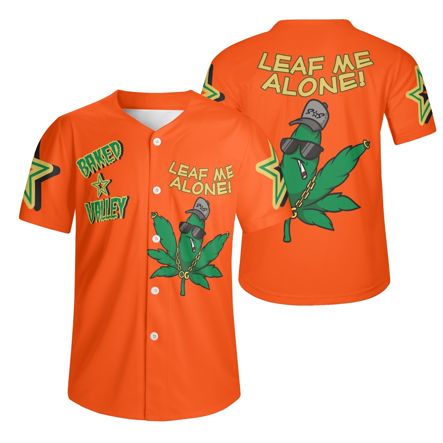 Leaf Me Alone 3.0 4/20 Baked Valley Edition Mens Dark Orange Short Sleeve Baseball Jersey