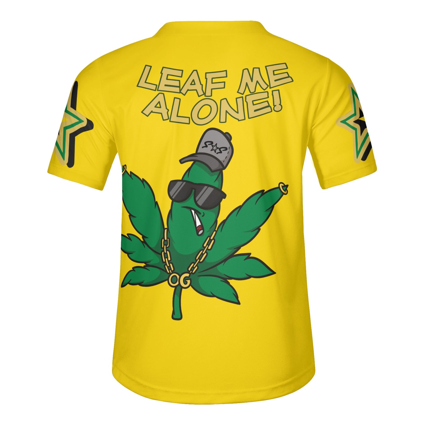 Leaf Me Alone 3.0 4/20 Baked Valley Edition Mens Gold Short Sleeve Baseball Jersey