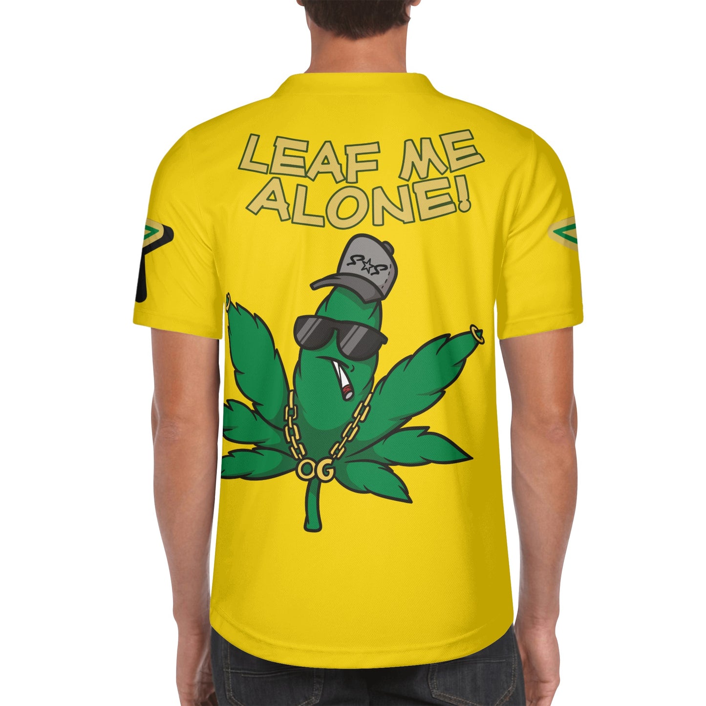 Leaf Me Alone 3.0 4/20 Baked Valley Edition Mens Gold Short Sleeve Baseball Jersey