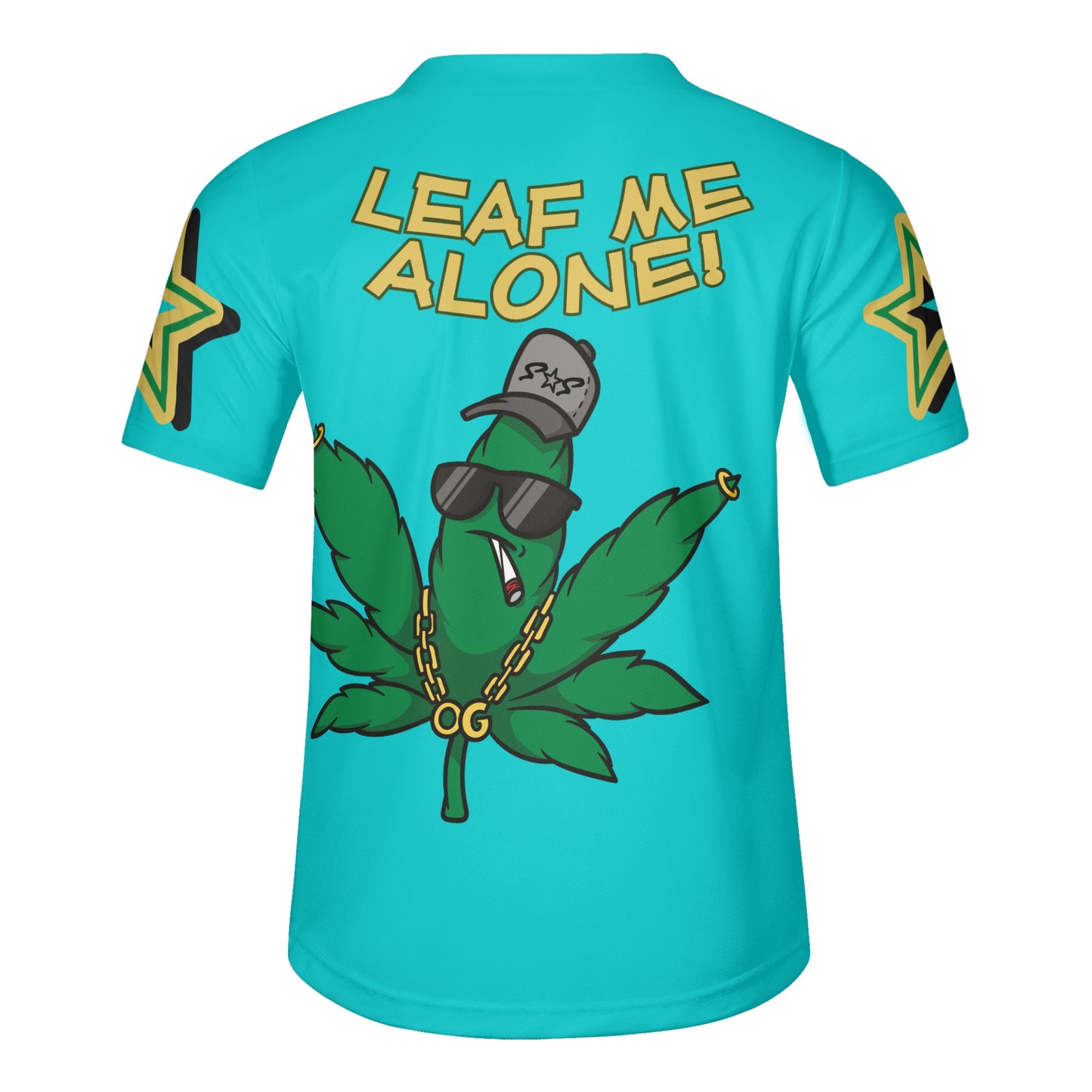 Leaf Me Alone 3.0 4/20 Baked Valley Edition Mens Turquoise Short Sleeve Baseball Jersey