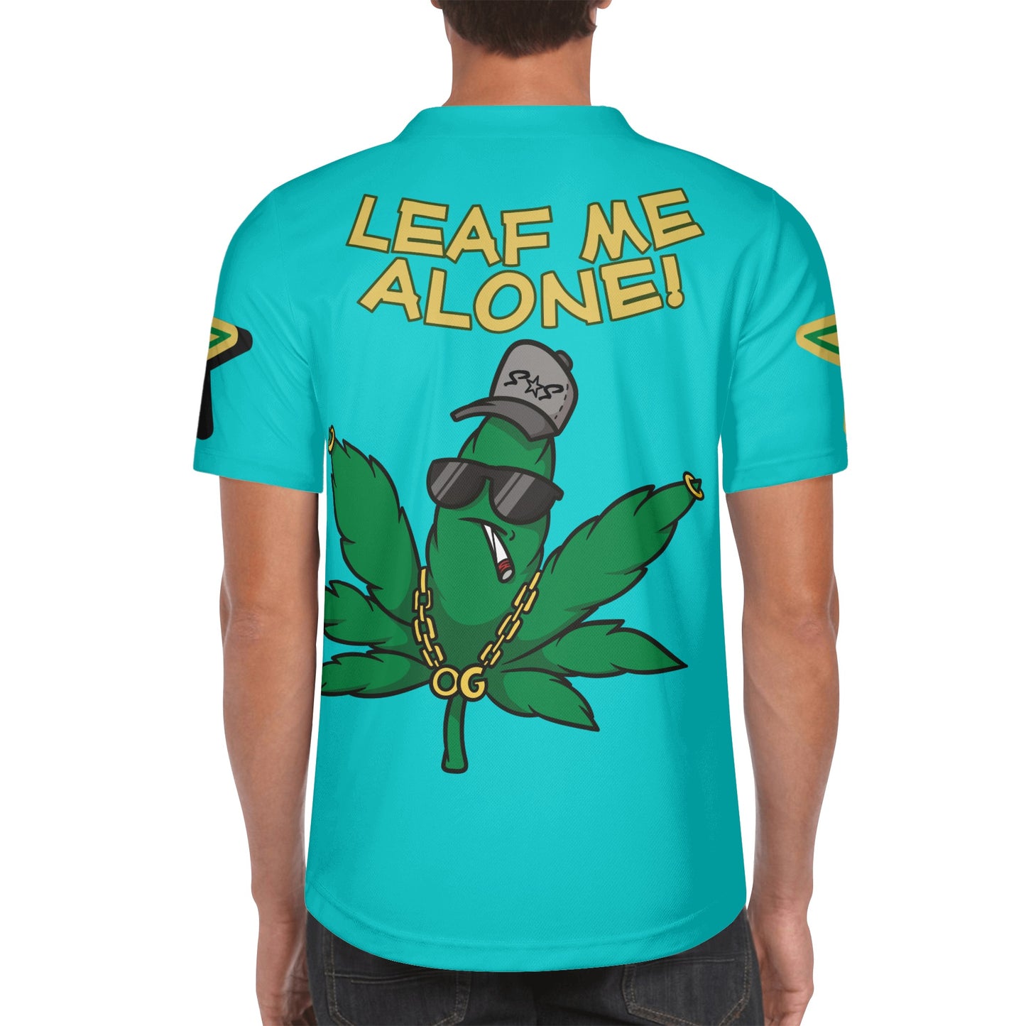 Leaf Me Alone 3.0 4/20 Baked Valley Edition Mens Turquoise Short Sleeve Baseball Jersey