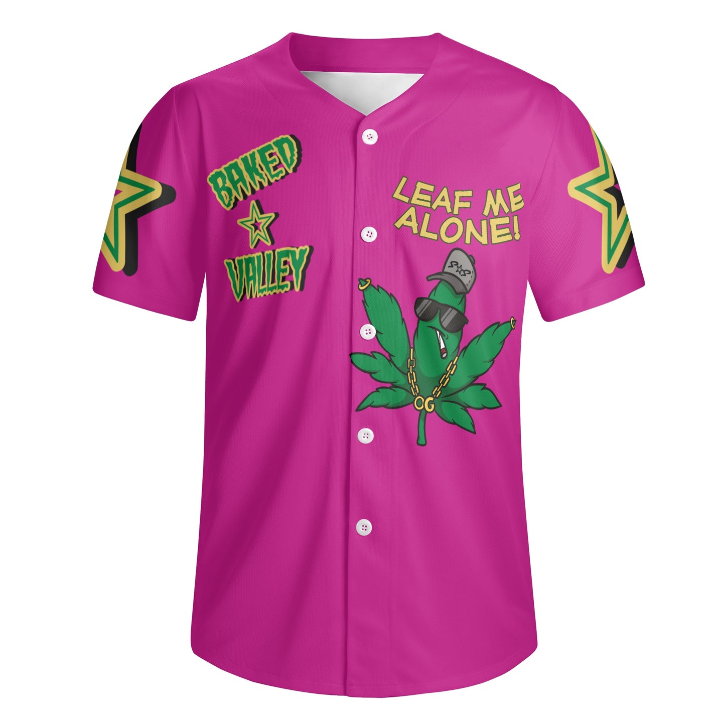 Leaf Me Alone 3.0 4/20 Baked Valley Edition Mens Purple Short Sleeve Baseball Jersey