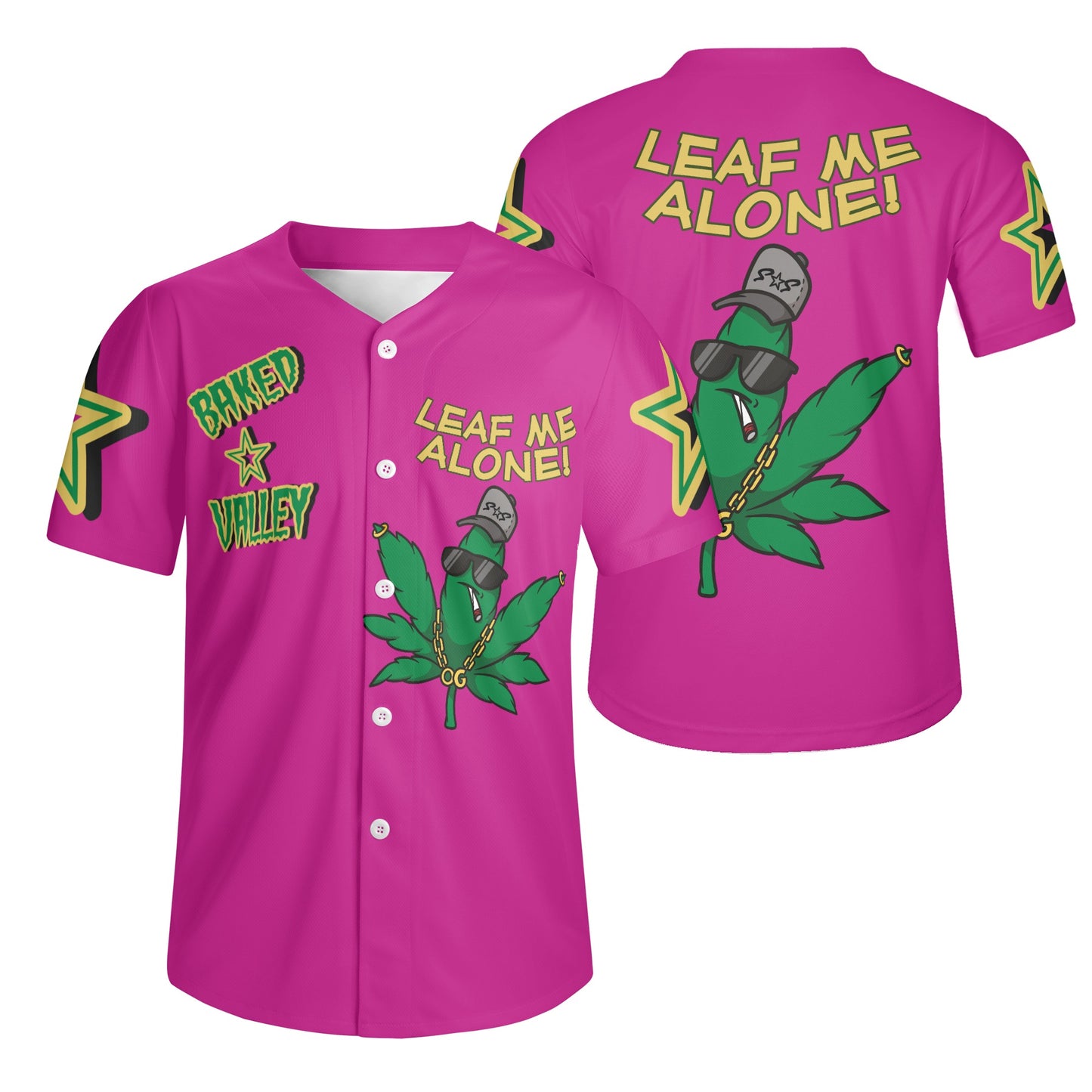 Leaf Me Alone 3.0 4/20 Baked Valley Edition Mens Purple Short Sleeve Baseball Jersey