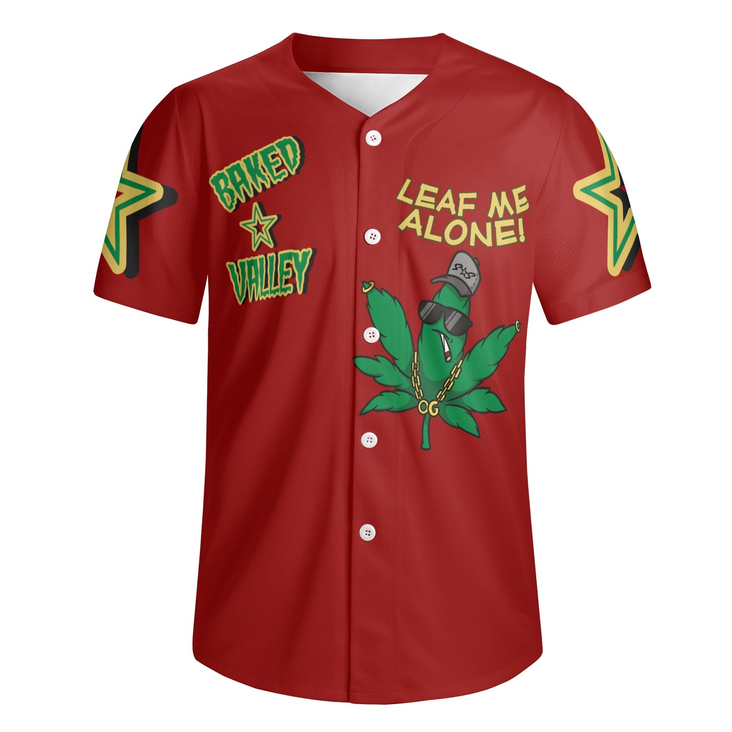 Leaf Me Alone 3.0 4/20 "Baked Valley" Edition Mens Maroon Short Sleeve Baseball Jersey