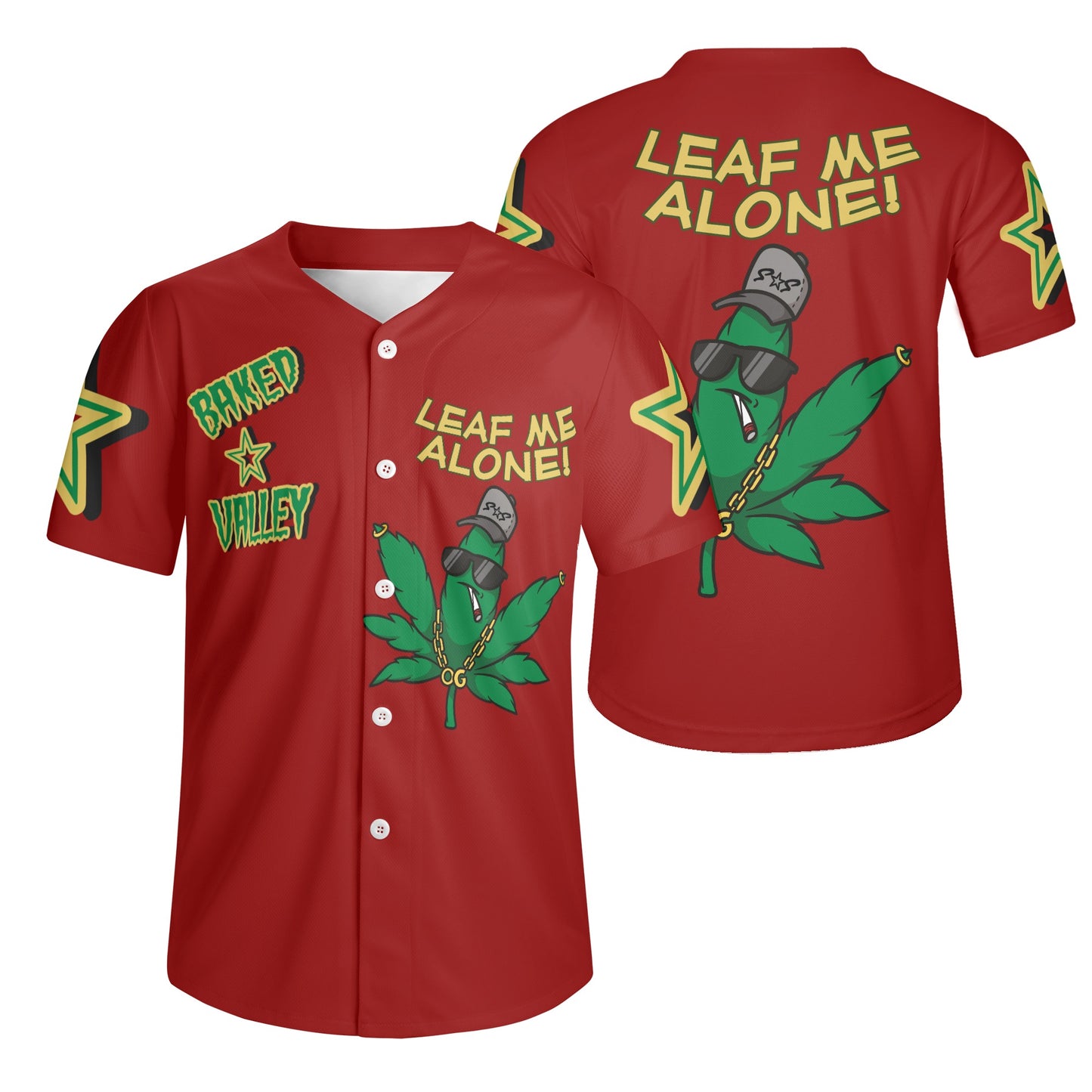 Leaf Me Alone 3.0 4/20 "Baked Valley" Edition Mens Maroon Short Sleeve Baseball Jersey