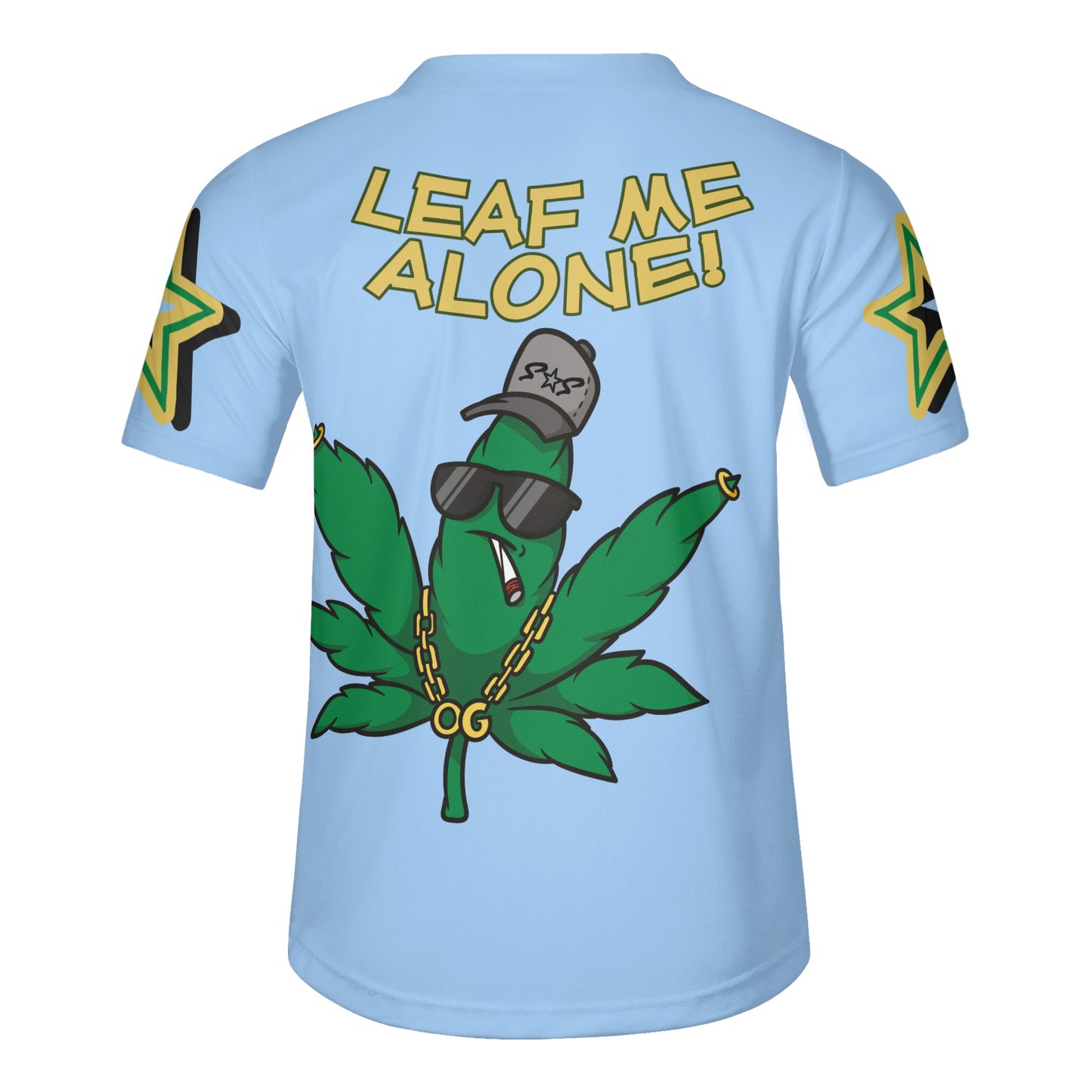 Leaf Me Alone 3.0 4/20 "Baked Valley"Edition Mens Sky Blue Short Sleeve Baseball Jersey