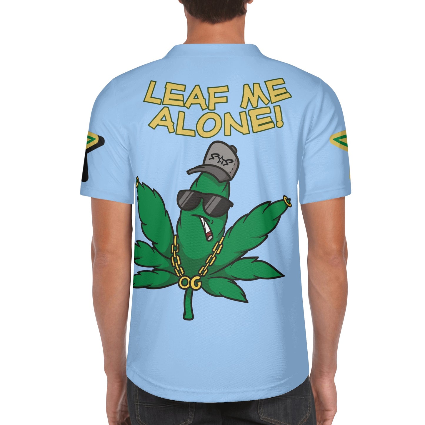 Leaf Me Alone 3.0 4/20 "Baked Valley"Edition Mens Sky Blue Short Sleeve Baseball Jersey