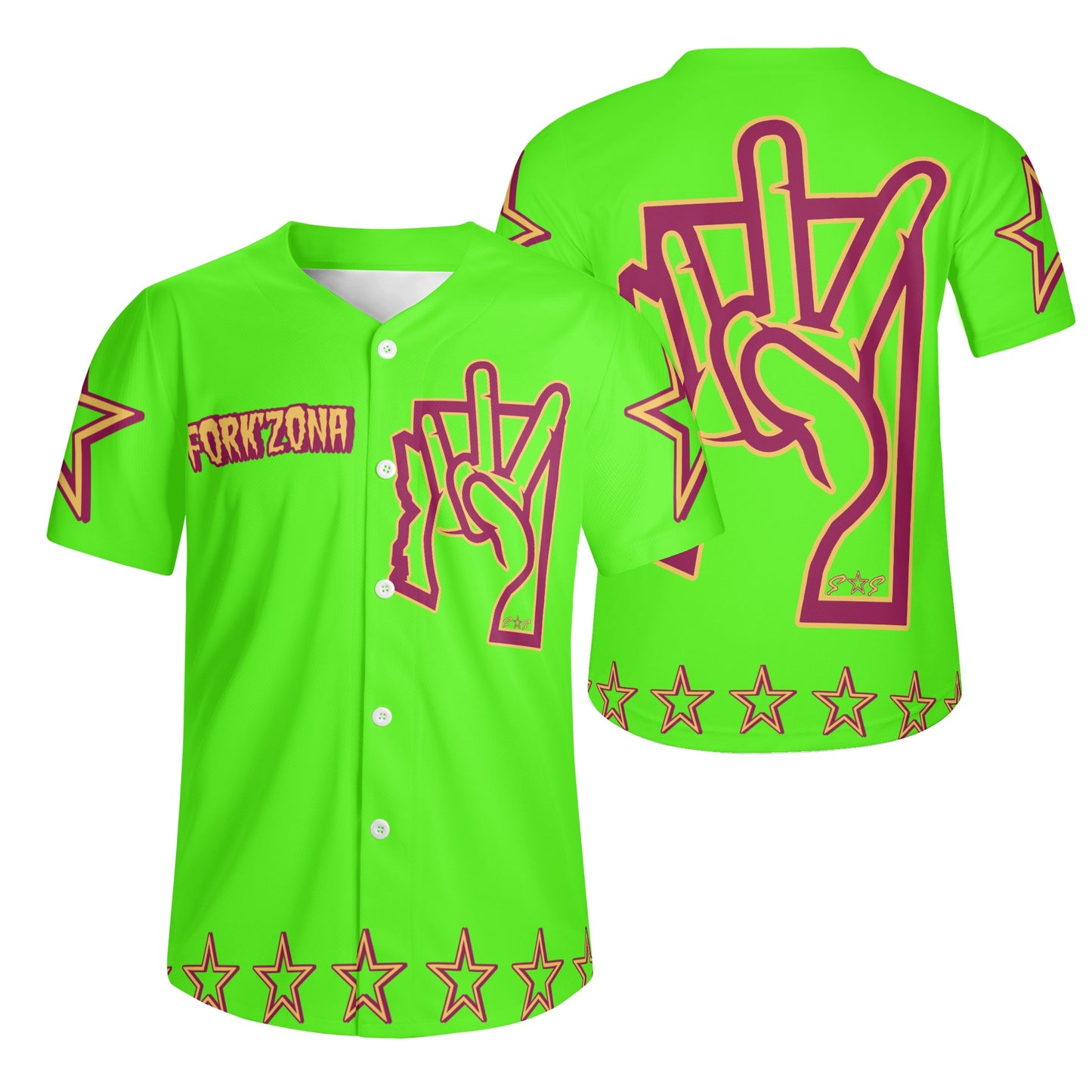 Sun Devil ForkZona S.O.S Edition Mens Goo Green Short Sleeve Baseball Jersey